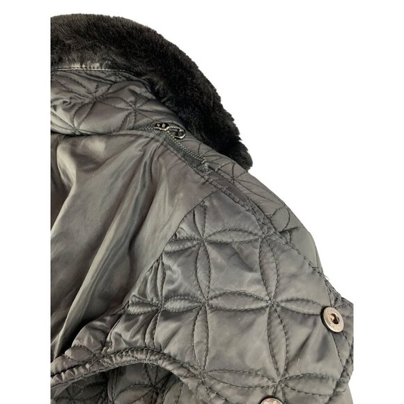 Marc New York Andrew Marc Womens Quilted Fur-Trimmed Jacket S - Removable Hood - Picture 4 of 6